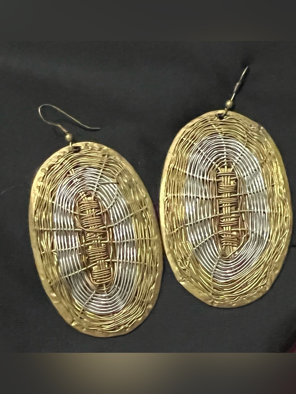 Woven Oval Drop Earrings